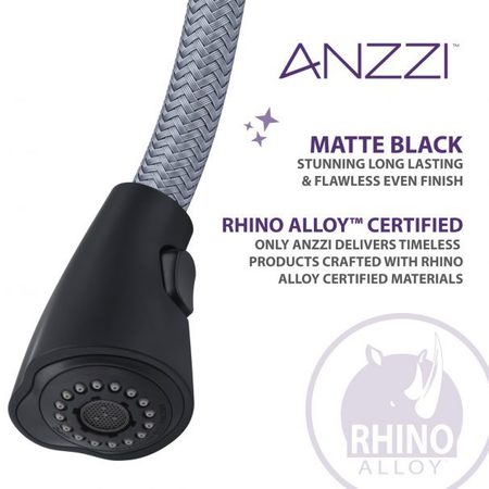 Anzzi Accent Single-Handle Matte Black Pull-Down Sprayer Kitchen Faucet KF-AZ031MK